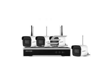 Vaizdo stebėjimo IP kamerų komplektas | 4 Bullet kameros 4MP | 1TB įrašymo įrenginys | IP66 | Wi-Fi | NK44W0H1TWD | Hikvision