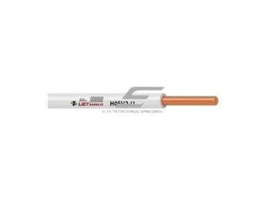 Laidas 0,5mm2 | varinis | viengyslis | monolitinis | H05V2-U 0,5 | 1m | baltas