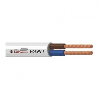 Flexible copper cable H03VV-F | 2×0.75 mm² | 300/300 V | round | white | 1 m | Lietkabelis