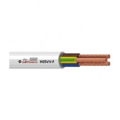 Flexible copper cable H05VV-F | 2×2.5 mm² | 300/500 V | round | white | 1 m | Lietkabelis Flexible copper cable H05VV-F | 2×2.5 mm² | 300/500 V | round | white | 1 m | Lietkabelis