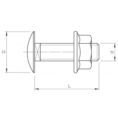 Bolt set with round flat head | with combined nut F | M6x12 | hot-dip galvanized | 100 pcs | FRS8 6X12 F Bolt set with round flat head | with combined nut F | M6x12 | hot-dip galvanized | 100 pcs | FRS8 6X12 F