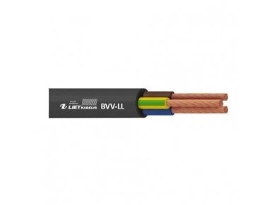 Lankstus varinis kabelis BVV-LL 4G2,5 mm², 300/300 V, juodas, 1 m Lankstus varinis kabelis BVV-LL 4G2,5 mm², 300/300 V, juodas, 1 m