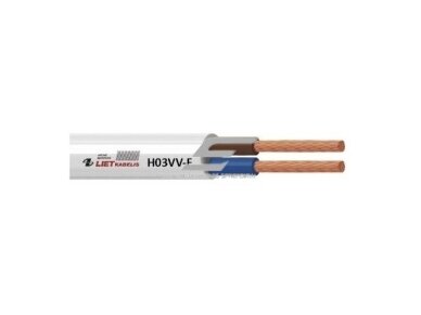 Lankstus varinis kabelis H03VV-F | 2×0,75 mm² | 300/300 V | apvalus | baltas | 1 m | Lietkabelis Lankstus varinis kabelis H03VV-F | 2×0,75 mm² | 300/300 V | apvalus | baltas | 1 m | Lietkabelis