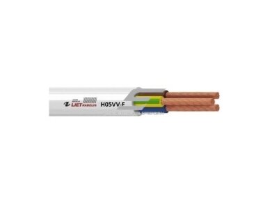 Lankstus varinis kabelis H05VV-F | 3G1,5 mm² | 300/500 V | apvalus | baltas | 1 m | Lietkabelis Lankstus varinis kabelis H05VV-F | 3G1,5 mm² | 300/500 V | apvalus | baltas | 1 m | Lietkabelis