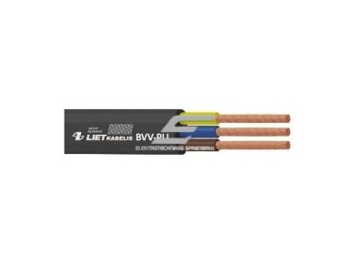 Kabelis 2x1,0 | varinis | lankstus | plokščias | BVV-PLL 2x1,0 | 1m | juodas
