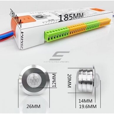 Nutikas trepi valgustuse kontroller, millel on 2 PIR liikumisensorit LED ribadele | 12V/24VDC | 32 kanalit 2 Nutikas trepi valgustuse kontroller, millel on 2 PIR liikumisensorit LED ribadele | 12V/24VDC | 32 kanalit 2