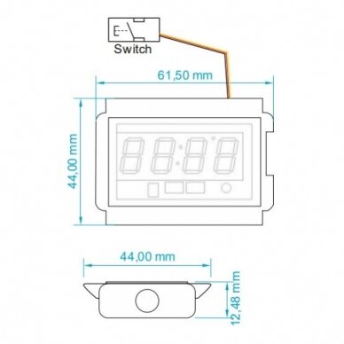 Time and temperature display for mirror with switch | 12/24VDC | 5A | IP54 2
