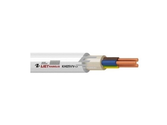 Varinis instaliacinis kabelis NYM | 2×1,5 mm² be PE | 300/500 V | baltas | 1 m | Lietkabelis KH05VV-U 2x1,5