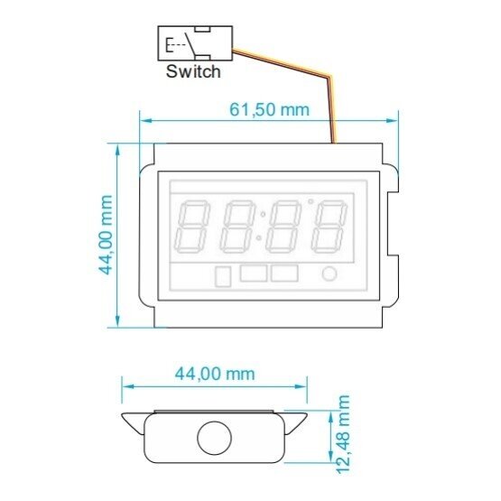 Time and temperature display for mirror with switch | 12/24VDC | 5A | IP54 2