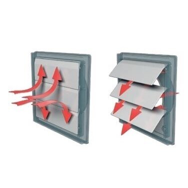 Ventilācijas režģis ar gravitācijas vārstiem | 410x410mm | ar atloku D355 | ārējais | pelēks | 4141S35VG 2 Ventilācijas režģis ar gravitācijas vārstiem | 410x410mm | ar atloku D355 | ārējais | pelēks | 4141S35VG 2