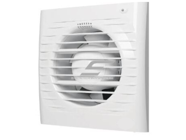 Ventiliatorius su atbuliniu vožtuvu sklende | D100 | su laikmačiu | 150x150x82mm | plastikas | balta