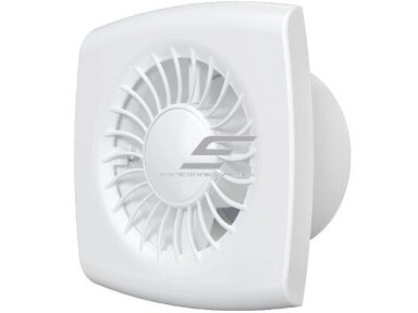 Ventiliatorius su atbuliniu vožtuvu | sklende | su laikmačiu ir drėgmės jutikliu | D100 | 230V | 151x151x70mm | IP24 | plastikinis | baltos spalvos | WD100STH