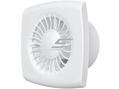 Ventiliatorius su atbuliniu vožtuvu | sklende | D100 | 230V | 151x151x70mm | IP24 | plastikinis | baltos spalvos | WD100BB