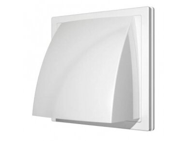 Sieninė patalpų oro vėdinimo anga | 150x150mm | su galiniu vožtuvu | su flanšu 55x110mm | išorinė | balta | 1515S51F Sieninė patalpų oro vėdinimo anga | 150x150mm | su galiniu vožtuvu | su flanšu 55x110mm | išorinė | balta | 1515S51F
