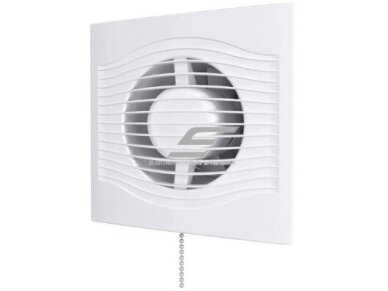 Ventiliatorius su atbuliniu vožtuvu | sklende | su virvute | D100 | 230V | 160x160x92mm | IP24 | plastikinis | baltos spalvos | PL4S2