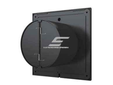 Ventiliatorius su atbuliniu vožtuvu | sklende | D100 | 230V | 160x160x92mm | IP24 | plastikinis | matinės juodos spalvos | PL4SMJ 2