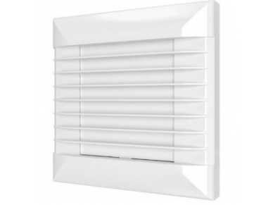 Ventiliatorius su atbuliniu vožtuvu sklende | D100 | su laikmačiu ir automatinėm langinėm | 160x160x92mm | plastikas | balta 1