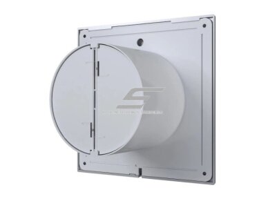 Ventiliatorius su atbuliniu vožtuvu | sklende | D125 | 230V | 180x180x99,5mm | IP24 | plastikinis | pilkos spalvos | PL5SP 2
