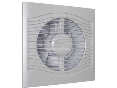 Ventiliatorius su atbuliniu vožtuvu | sklende | D125 | 230V | 180x180x99,5mm | IP24 | plastikinis | pilkos spalvos | PL5SP