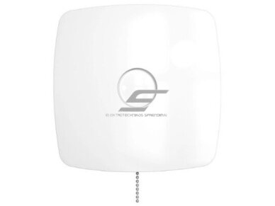 Ventiliatorius su atbuliniu vožtuvu | sklende | su virvele | D125 | 230V | 200x200x123mm | IP24 | plastikinis | baltos spalvos | OIR5S2