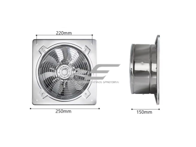 Ventiliatorius su atbuliniu vožtuvu | sklende | D200 | 52W | 230V | 250x250x150mm | nerūdijantis plienas 2 Ventiliatorius su atbuliniu vožtuvu | sklende | D200 | 52W | 230V | 250x250x150mm | nerūdijantis plienas 2