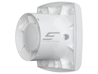 Ventiliatorius su atbuliniu vožtuvu | sklende | D100 | 230V | 151x151x70mm | IP24 | plastikinis | baltos spalvos | WD100BB 2