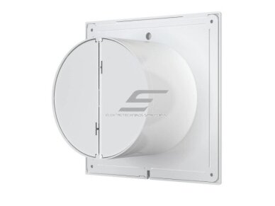Ventiliatorius su atbuliniu vožtuvu | sklende | D125 | 230V | 180x180x99,5mm | IP24 | plastikinis | baltos spalvos | PL5S 2