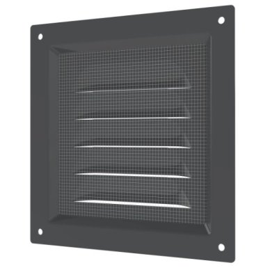 Ventilācijas reste | ventilācijas sistēmām | ar sietu | 125×125 mm | pelēka krāsa | cinkots tērauds 2