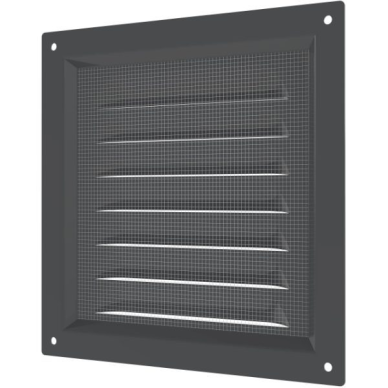 Kratka wentylacyjna | do systemów wentylacyjnych | z siatką | 150×150 mm | kolor szary | stal ocynkowana 2
