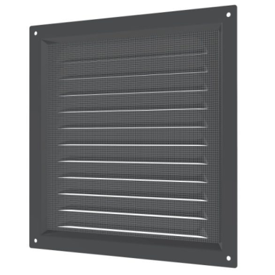Ventilation grille | for ventilation systems | with mesh | 200×200 mm | grey color | galvanized steel 2 Ventilation grille | for ventilation systems | with mesh | 200×200 mm | grey color | galvanized steel 2