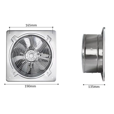 Fan with back-draught shutter | D150 | 32W | 230V | 190x190x135mm | stainless steel 2 Fan with back-draught shutter | D150 | 32W | 230V | 190x190x135mm | stainless steel 2