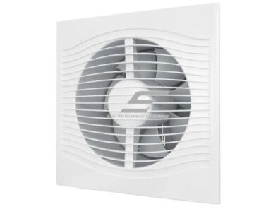 Ventiliatorius su atbuliniu vožtuvu | sklende | D150 | 230V | 205x205x105mm | IP24 | plastikinis | baltos spalvos | PL6S