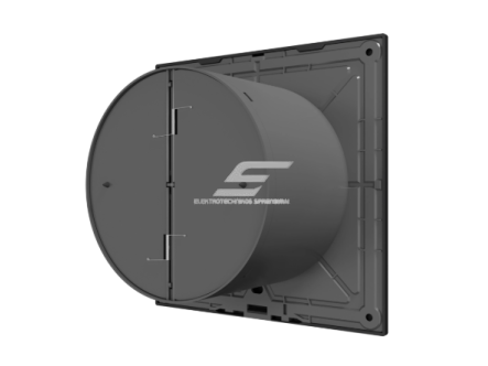 Ventiliatorius su atbuliniu vožtuvu sklende | D140 | 220V | 160x160x125mm | plastikas | tamsiai pilkos spalvos | IP45 | PL43 2 Ventiliatorius su atbuliniu vožtuvu sklende | D140 | 220V | 160x160x125mm | plastikas | tamsiai pilkos spalvos | IP45 | PL43 2