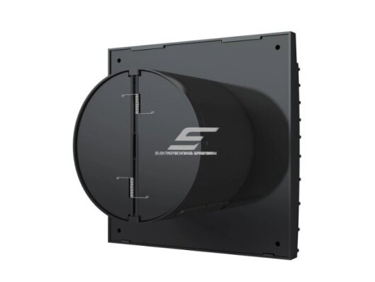 Ventiliatorius su atbuliniu vožtuvu | sklende | D100 | 230V | 155x155x108mm | IP24 | plastikinis | juodos spalvos | TY4SJ 2