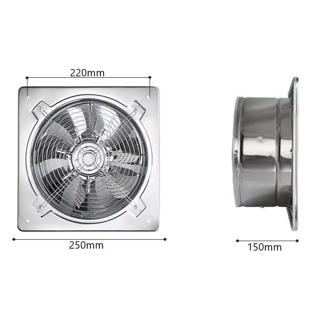 Ventilators ar atpakaļgaitas aizbāzni | D200 | 52W | 230V | plastmasas | 250x250x150mm | nerūsējošais tērauds 2 Ventilators ar atpakaļgaitas aizbāzni | D200 | 52W | 230V | plastmasas | 250x250x150mm | nerūsējošais tērauds 2