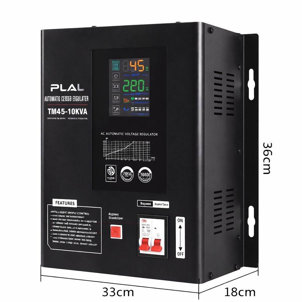 Jednofazowy automatyczny stabilizator napięcia | 10 kVA | 220 V AC | przekaźnikowe sterowanie elektroniczne | wyświetlacz LED | PLAL TMP-10KVA 1 Jednofazowy automatyczny stabilizator napięcia | 10 kVA | 220 V AC | przekaźnikowe sterowanie elektroniczne | wyświetlacz LED | PLAL TMP-10KVA 1