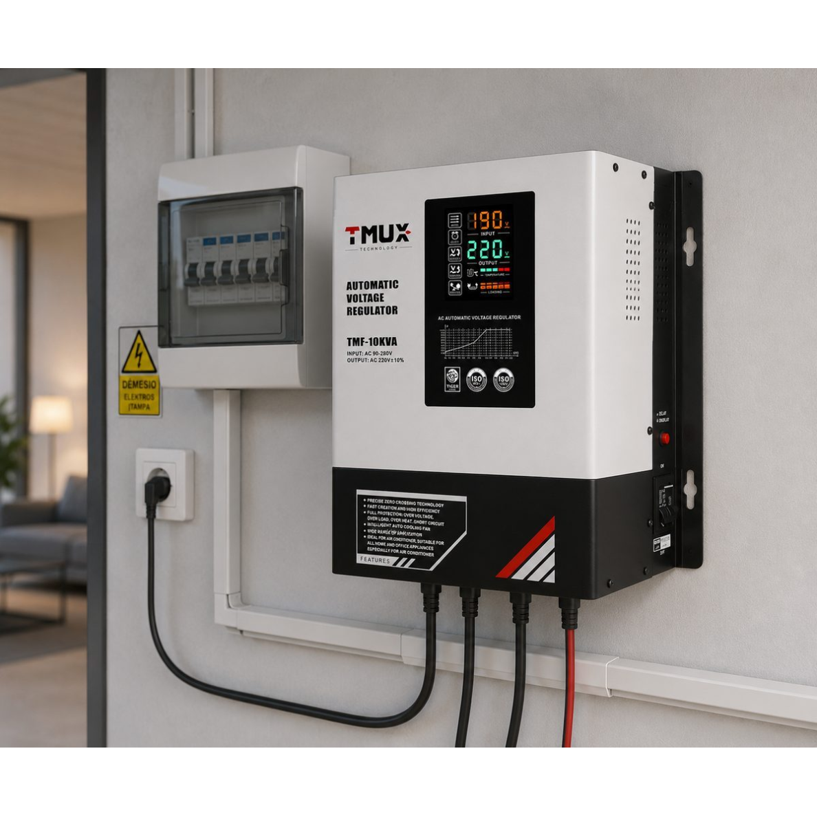 Automātiskais sprieguma stabilizators | 20kVA | 230V | 90-280V AC | vienfāzes | releja AVR stabilizators | LED displejs | aizsardzība pret sprieguma svārstībām 3 Automātiskais sprieguma stabilizators | 20kVA | 230V | 90-280V AC | vienfāzes | releja AVR stabilizators | LED displejs | aizsardzība pret sprieguma svārstībām 3