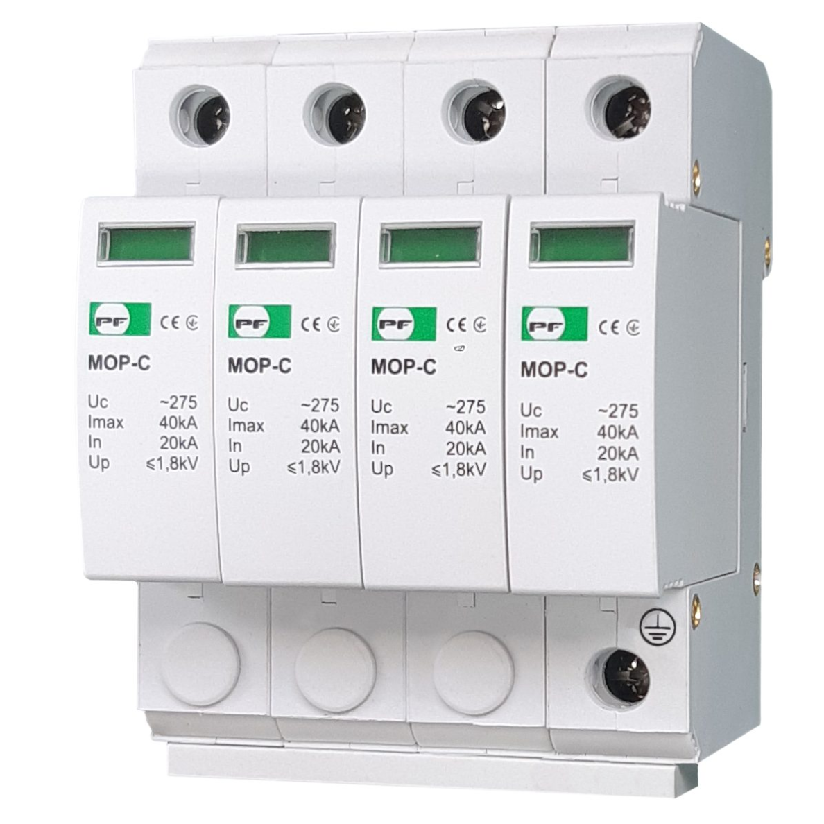Modułowy ogranicznik przepięć 4P | 20kA | 275V | II/T2/C | DIN | Promfactor Baltic MOP4-C275/20 Modułowy ogranicznik przepięć 4P | 20kA | 275V | II/T2/C | DIN | Promfactor Baltic MOP4-C275/20