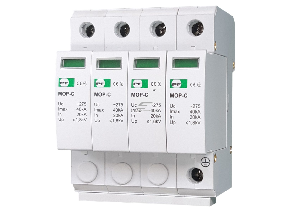 Modulinis viršįtampių ribotuvas | 4P | 20kA | 275V | II/T2/C | DIN | Promfactor Baltic | MOP4-C275/20 | 4772151000449