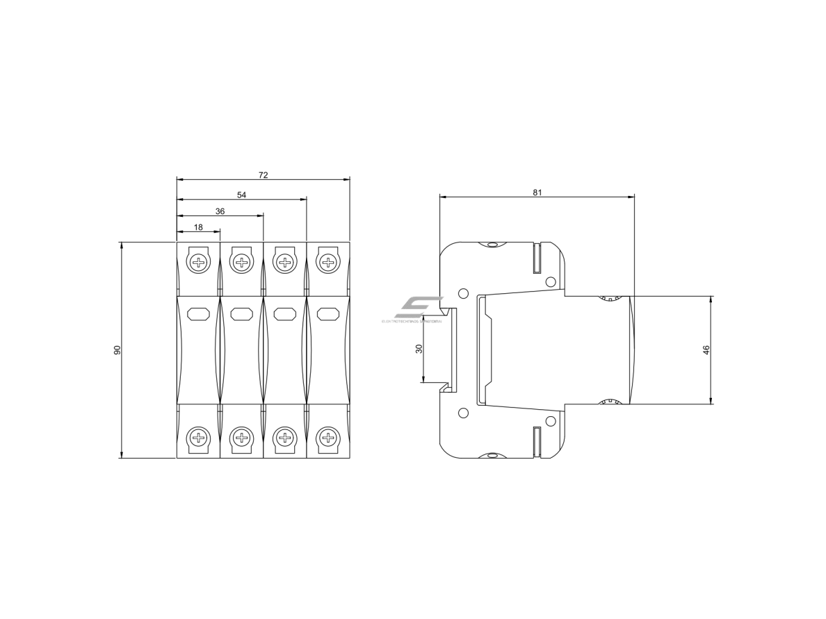 Modulinis viršįtampių ribotuvas | 4P | 20kA | 275V | B+C/T1+T2/I+II | DIN | Promfactor Baltic | MOP4-BC275/20 | 4772151000982 1 Modulinis viršįtampių ribotuvas | 4P | 20kA | 275V | B+C/T1+T2/I+II | DIN | Promfactor Baltic | MOP4-BC275/20 | 4772151000982 1