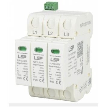 Ogranicznik przepięć T1+T2 (B+C) | 3P TN-C | Iimp 12,5 kA | Imax 50 kA | Up ≤ 1,5 kV | ze stykiem sygnalizacyjnym | LSP FLP12.5-275/3S Ogranicznik przepięć T1+T2 (B+C) | 3P TN-C | Iimp 12,5 kA | Imax 50 kA | Up ≤ 1,5 kV | ze stykiem sygnalizacyjnym | LSP FLP12.5-275/3S