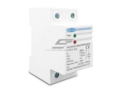 Modulinė įtampos kontrolės relė | 40 A | 230 V | 8,8 kVA | DIN | Tomzn VPD1-60 Modulinė įtampos kontrolės relė | 40 A | 230 V | 8,8 kVA | DIN | Tomzn VPD1-60