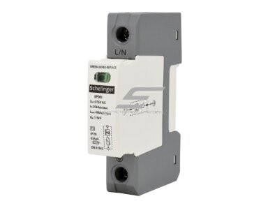 Modulinis viršįtampių ribotuvas | 1P | 20kA (8/20) | T2 (C) | IP20 | SCHELINGER | A51-SPD01-1P-C | 5900280964533 Modulinis viršįtampių ribotuvas | 1P | 20kA (8/20) | T2 (C) | IP20 | SCHELINGER | A51-SPD01-1P-C | 5900280964533