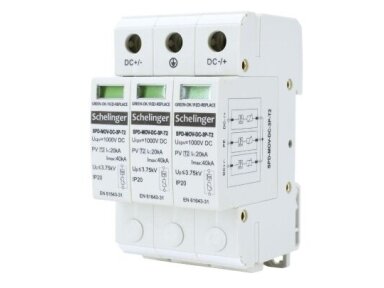 Modulinis viršįtampių ribotuvas | 3P | DC 1000V | T2 | IP20 | SCHELINGER | A53-SPD-MOV-DC-3P-T2 | 5900280953513 Modulinis viršįtampių ribotuvas | 3P | DC 1000V | T2 | IP20 | SCHELINGER | A53-SPD-MOV-DC-3P-T2 | 5900280953513