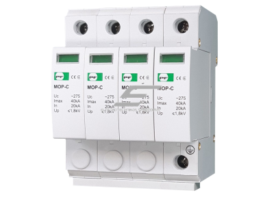 Modulinis viršįtampių ribotuvas | 4P | 20kA | 275V | II/T2/C | DIN | Promfactor Baltic | MOP4-C275/20 | 4772151000449 Modulinis viršįtampių ribotuvas | 4P | 20kA | 275V | II/T2/C | DIN | Promfactor Baltic | MOP4-C275/20 | 4772151000449
