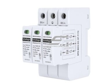 Modulinis viršįtampių ribotuvas | 3P | 8kA | DC 1000V | T1+T2 | IP20 | SCHELINGER | A53-SPD-MOV-DC-3P-T1T2 | 5900280950598 Modulinis viršįtampių ribotuvas | 3P | 8kA | DC 1000V | T1+T2 | IP20 | SCHELINGER | A53-SPD-MOV-DC-3P-T1T2 | 5900280950598