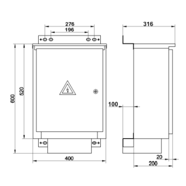 Vienfāzes | ievada elektroenerģijas skaitītāja sadales skapis | 2 skaitītājiem | 520x400x200mm | virsapmetuma montāža | cinkots tērauds | IP44 Vienfāzes | ievada elektroenerģijas skaitītāja sadales skapis | 2 skaitītājiem | 520x400x200mm | virsapmetuma montāža | cinkots tērauds | IP44