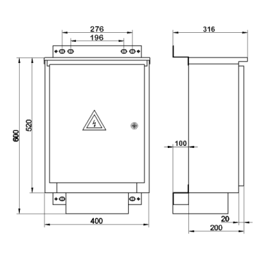 Trīsfāzu | ievada elektroenerģijas skaitītāja sadales skapis | 1 skaitītājam | 520x400x200mm | virsapmetuma montāža | cinkots tērauds | IP44 Trīsfāzu | ievada elektroenerģijas skaitītāja sadales skapis | 1 skaitītājam | 520x400x200mm | virsapmetuma montāža | cinkots tērauds | IP44