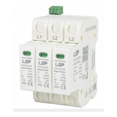 Ogranicznik przepięć T1+T2 (B+C) | 3P TN-C | Iimp 12,5 kA | Imax 50 kA | Up ≤ 1,5 kV | ze stykiem sygnalizacyjnym | LSP FLP12.5-275/3S