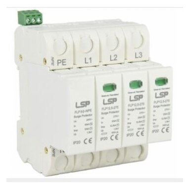 Ogranicznik przepięć T1+T2 (B+C) | 3+1 TT/TN-S | Iimp 12,5 kA | Imax 50 kA | Up ≤ 1,5 kV | ze stykiem sygnalizacyjnym | LSP FLP12.5-275/3S+1 Ogranicznik przepięć T1+T2 (B+C) | 3+1 TT/TN-S | Iimp 12,5 kA | Imax 50 kA | Up ≤ 1,5 kV | ze stykiem sygnalizacyjnym | LSP FLP12.5-275/3S+1